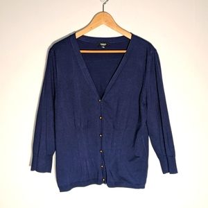 Premise Studio Navy Blue Rayon Blend V-Neck Cardigan, XL